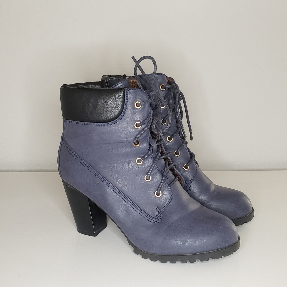 Blue ankle boots